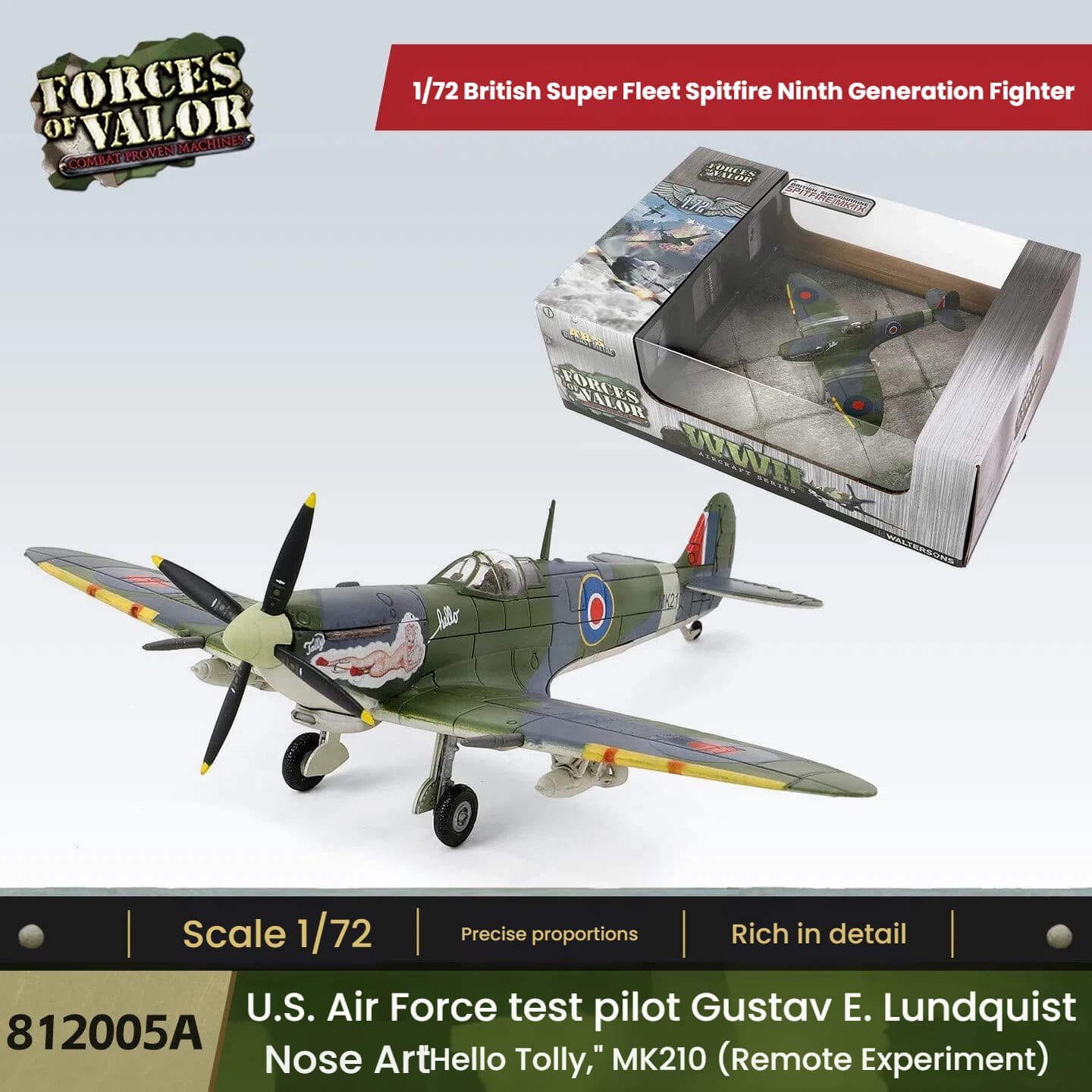FOV Military Model 1/72 Alloy Model British Super Fleet "Spitfire" 9th Generation Fighter Aircraft - Image 2