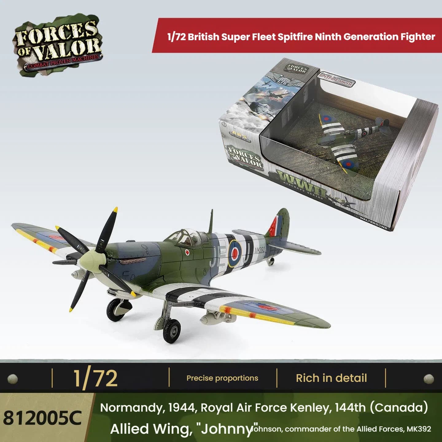 FOV Military Model 1/72 Alloy Model British Super Fleet "Spitfire" 9th Generation Fighter Aircraft - Image 3