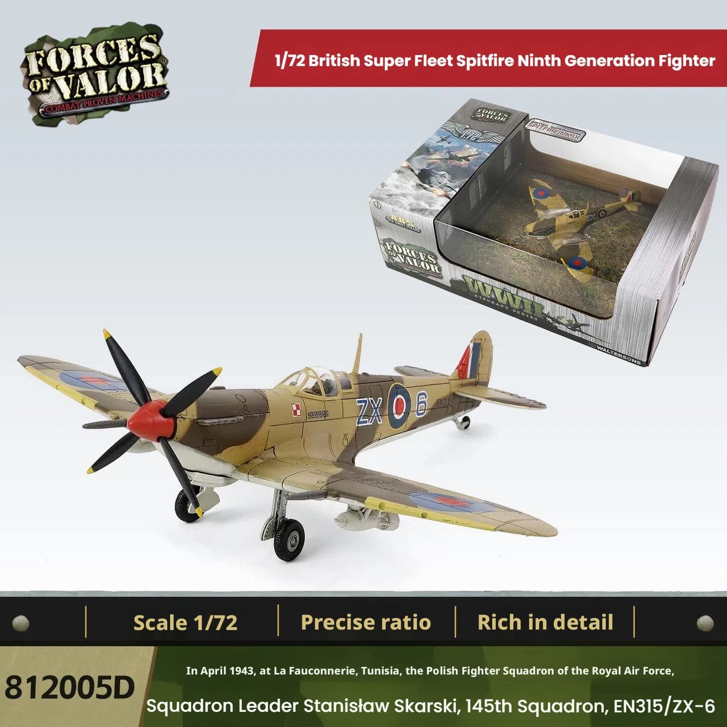FOV Military Model 1/72 Alloy Model British Super Fleet "Spitfire" 9th Generation Fighter Aircraft - Image 4