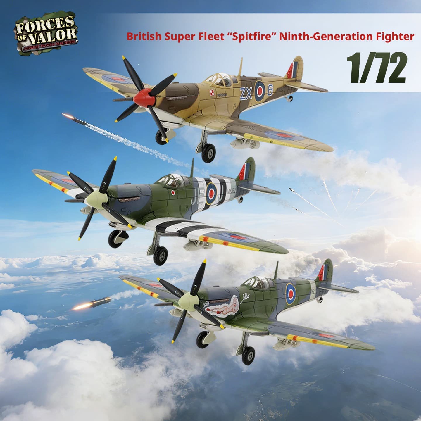 FOV Military Model 1/72 Alloy Model British Super Fleet "Spitfire" 9th Generation Fighter Aircraft